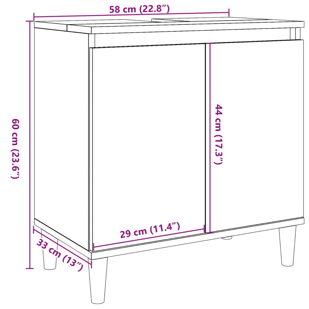 Waschbeckenunterschrank Altholz-Optik 58x33x60 cm Holzwerkstoff