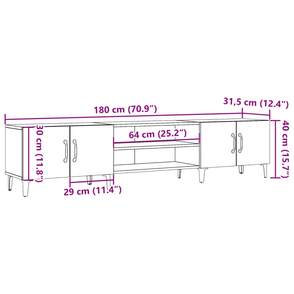 TV-Schrank Altholz-Optik 180x31,5x40 cm Holzwerkstoff