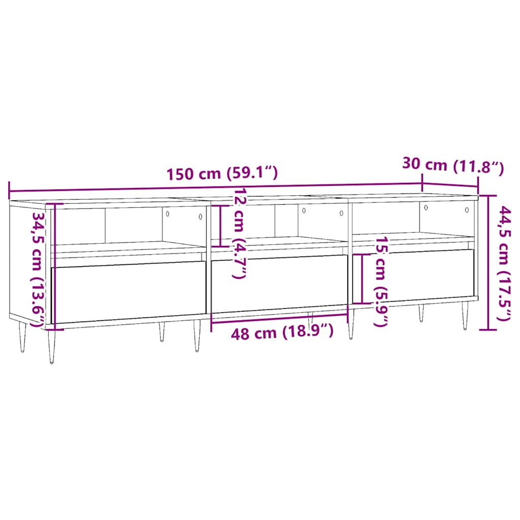 TV-Schrank Altholz-Optik 150x30x44,5 cm Holzwerkstoff