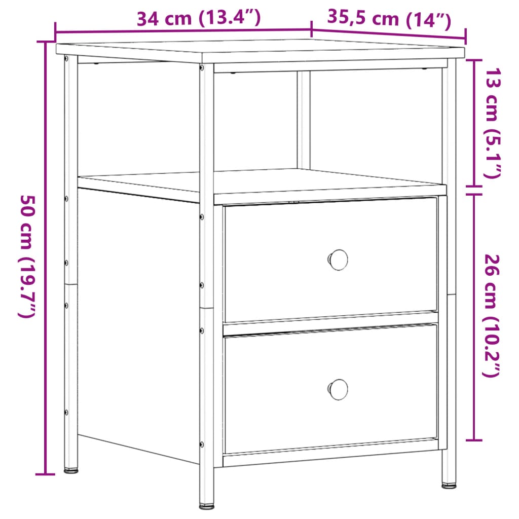 Nachttische 2 Stk. Altholz-Optik 34x35,5x50 cm Holzwerkstoff