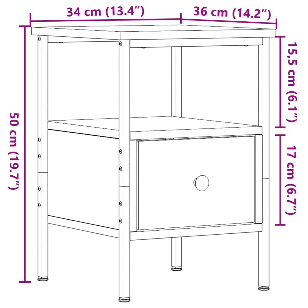 Nachttische 2 Stk. Altholz-Optik 34x36x50 cm Holzwerkstoff