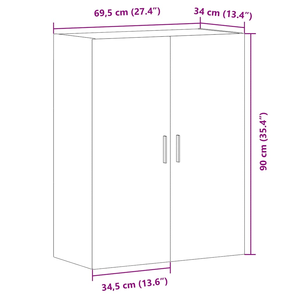 Wandschrank Altholz-Optik 69,5x34x90 cm