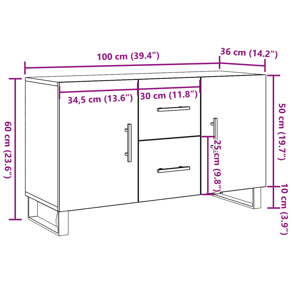 Sideboard Altholz-Optik 100x36x60 cm Holzwerkstoff