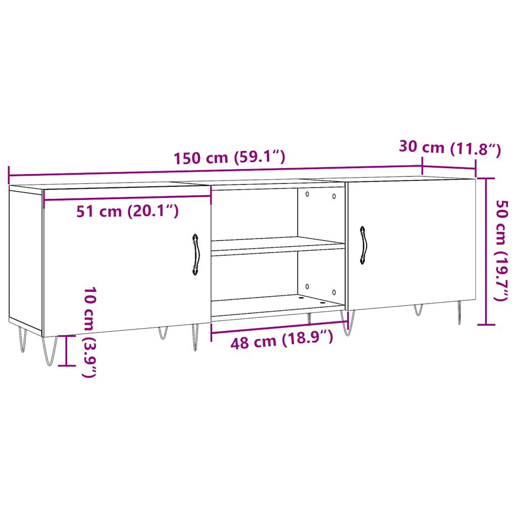 TV-Schrank Altholz-Optik 150x30x50 cm Holzwerkstoff