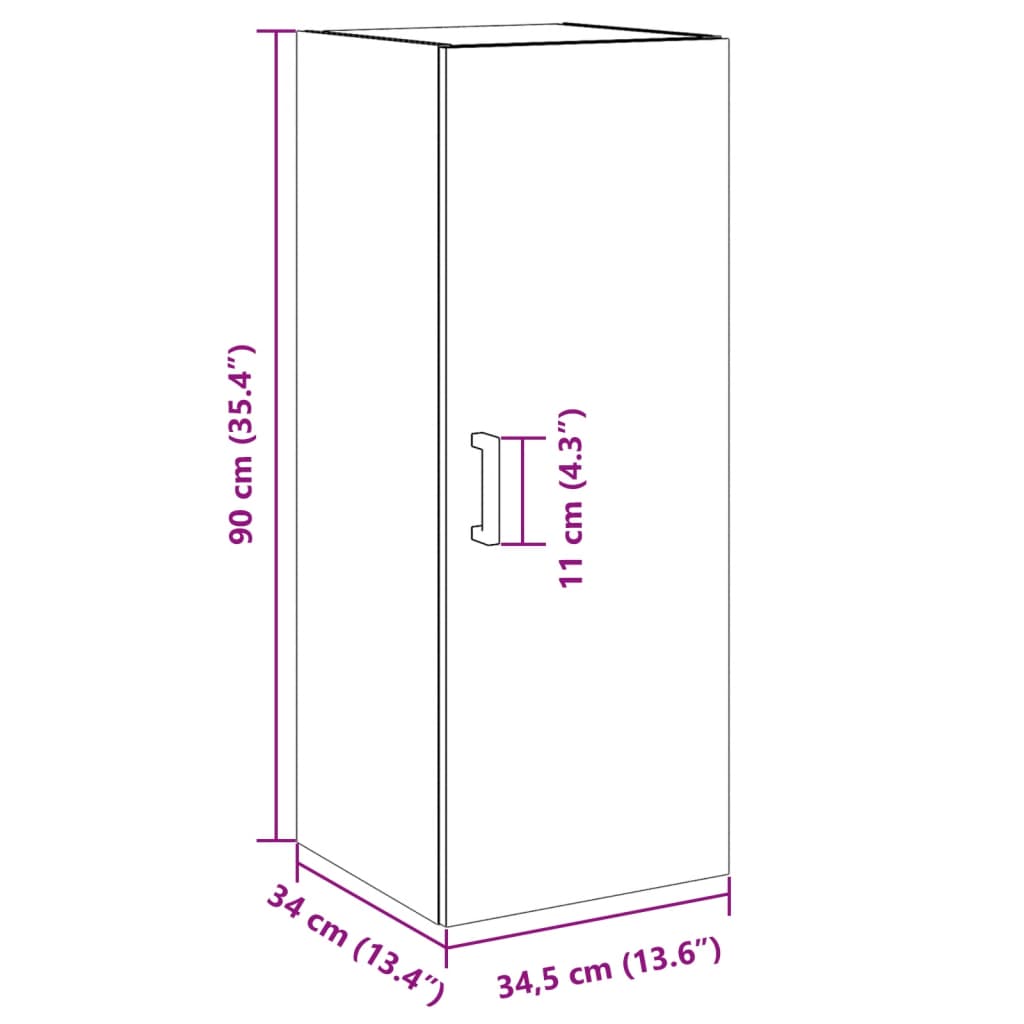 Wandschrank Altholz-Optik 34,5x34x90 cm Holzwerkstoff