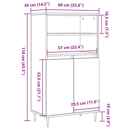 Highboard Altholz-Optik 60x36x110 cm Holzwerkstoff