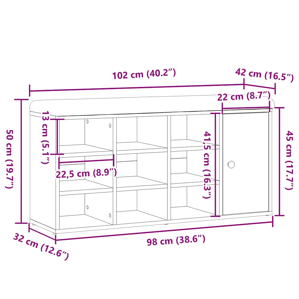 Schuhbank Altholz-Optik 102x32x50 cm Holzwerkstoff