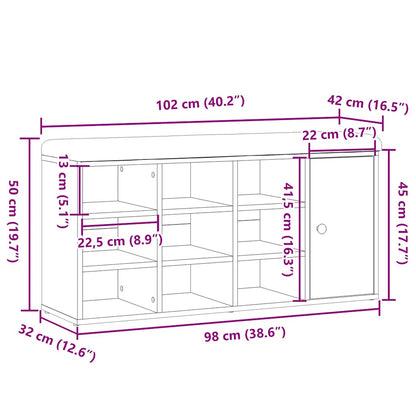 Schuhbank Altholz-Optik 102x32x50 cm Holzwerkstoff