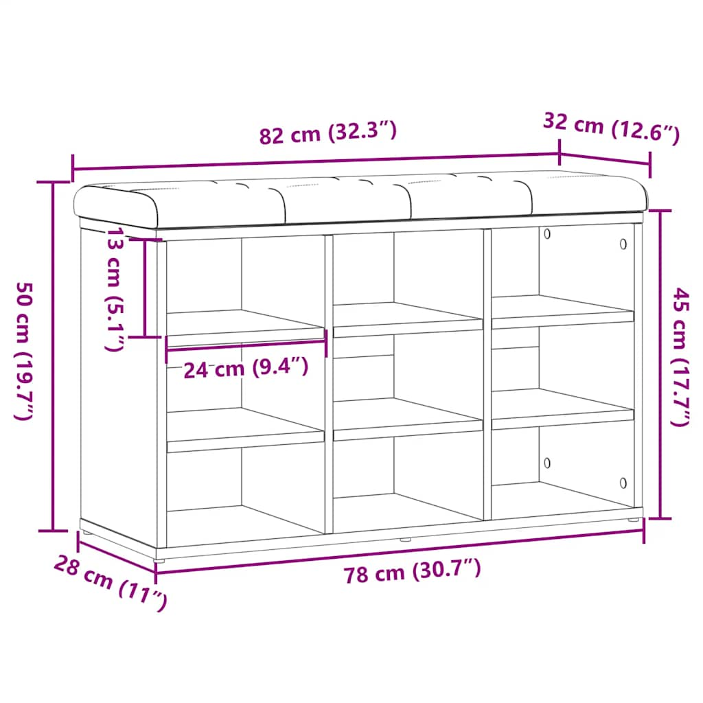 Schuhbank Altholz-Optik 82x32x50 cm Holzwerkstoff