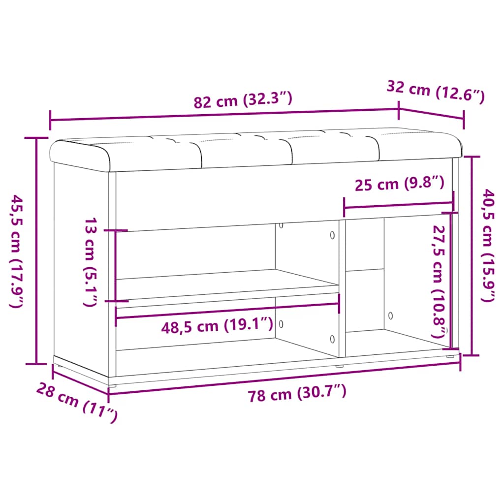 Schuhbank Altholz-Optik 82x32x45,5 cm Holzwerkstoff