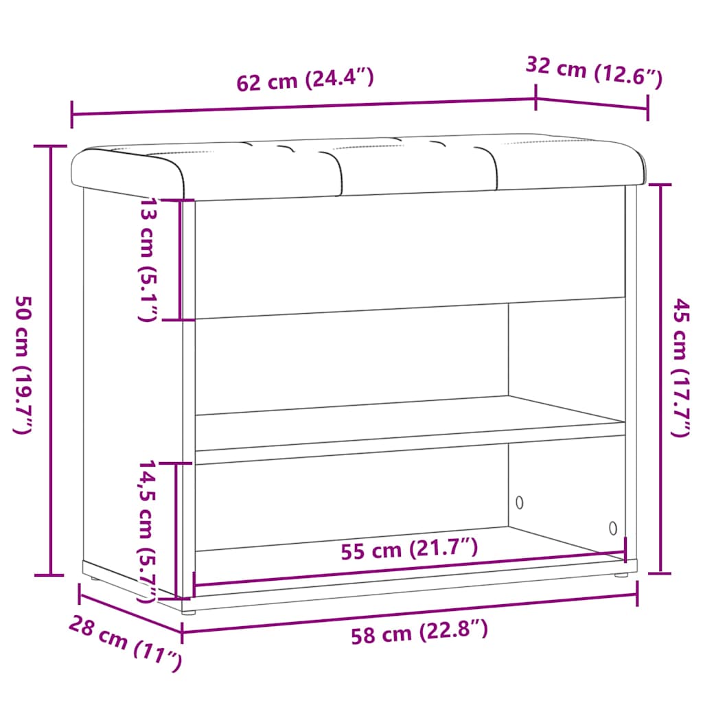 Schuhbank Altholz-Optik 62x32x50 cm Holzwerkstoff