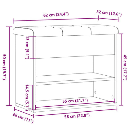 Schuhbank Altholz-Optik 62x32x50 cm Holzwerkstoff