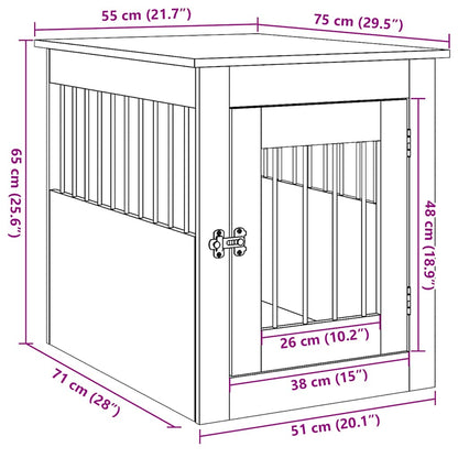 Hundekäfig im Möbelstil Altholz-Optik 55x75x65 cm Holzwerkstoff