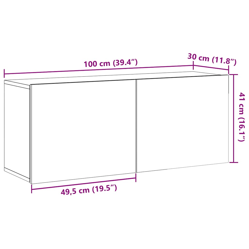 TV-Wandschrank Artisan-Eiche 100x30x41 cm