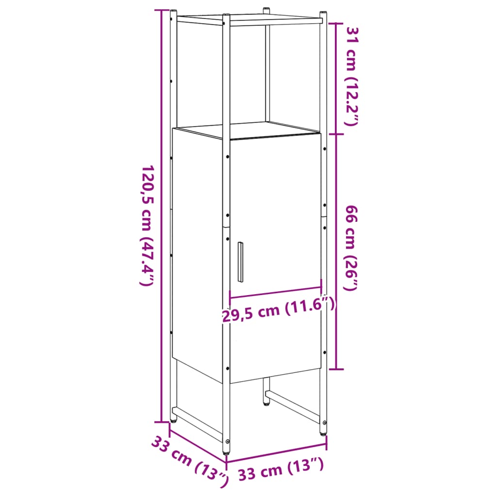 Badschrank Altholz-Optik 33x33x120,5 cm Holzwerkstoff