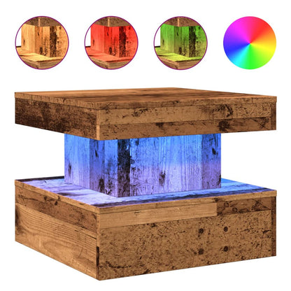 Couchtisch mit LED-Leuchten Altholz-Optik 50x50x40 cm