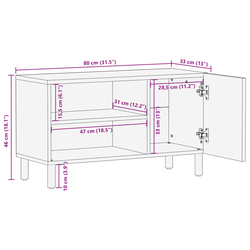 TV-Schrank Schwarz 80x33x46 cm Holzwerkstoff