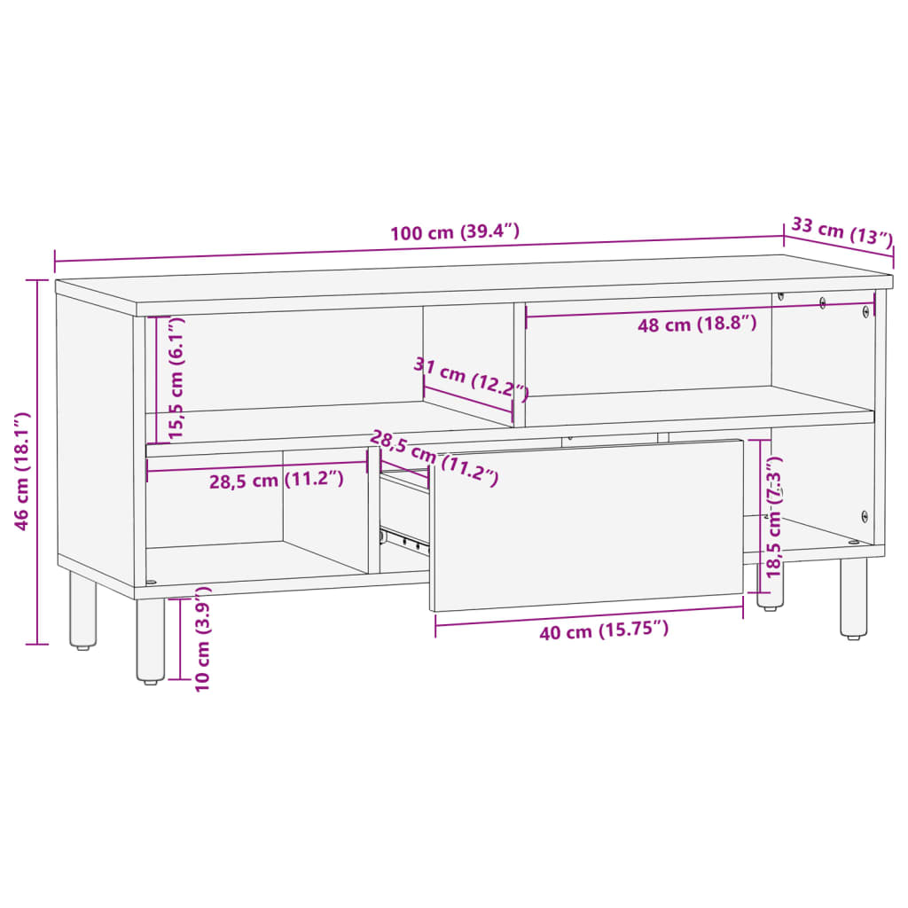 TV-Schrank Schwarz 100x33x46 cm Holzwerkstoff