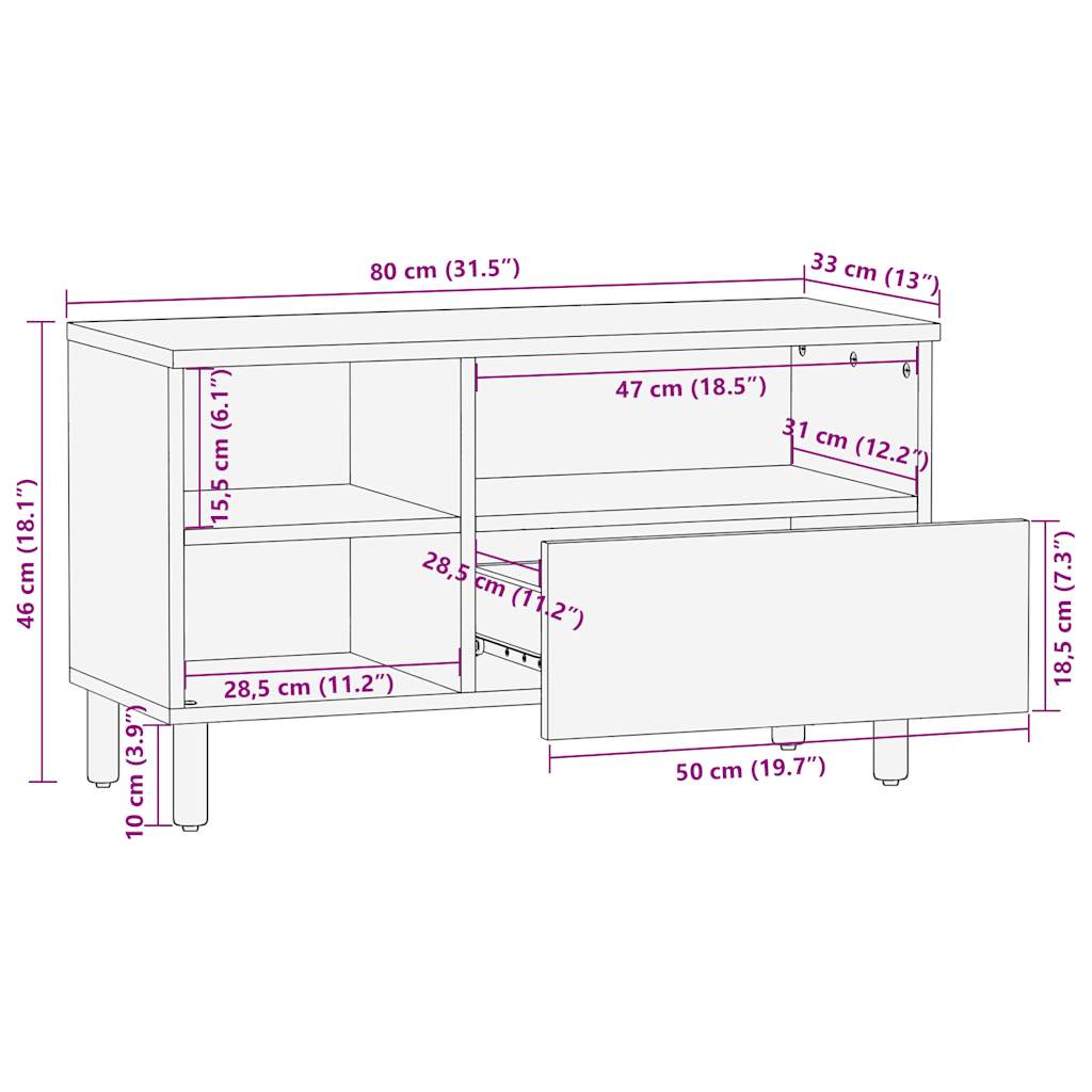 TV-Schrank Schwarz 80x33x46 cm Holzwerkstoff