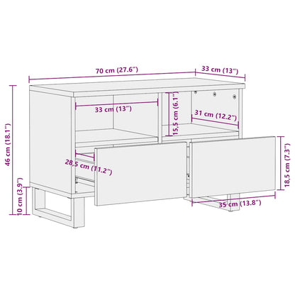 TV-Schrank Schwarz 70x33x46 cm Massivholz Mango