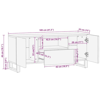 TV-Schrank Schwarz 105x33x46 cm Massivholz Mango