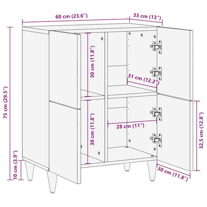 Sideboard 60x33x75 cm Massivholz Mango