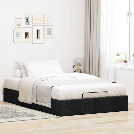 Ottoman-Bett ohne Matratze Schwarz 120x200 cm Stoff