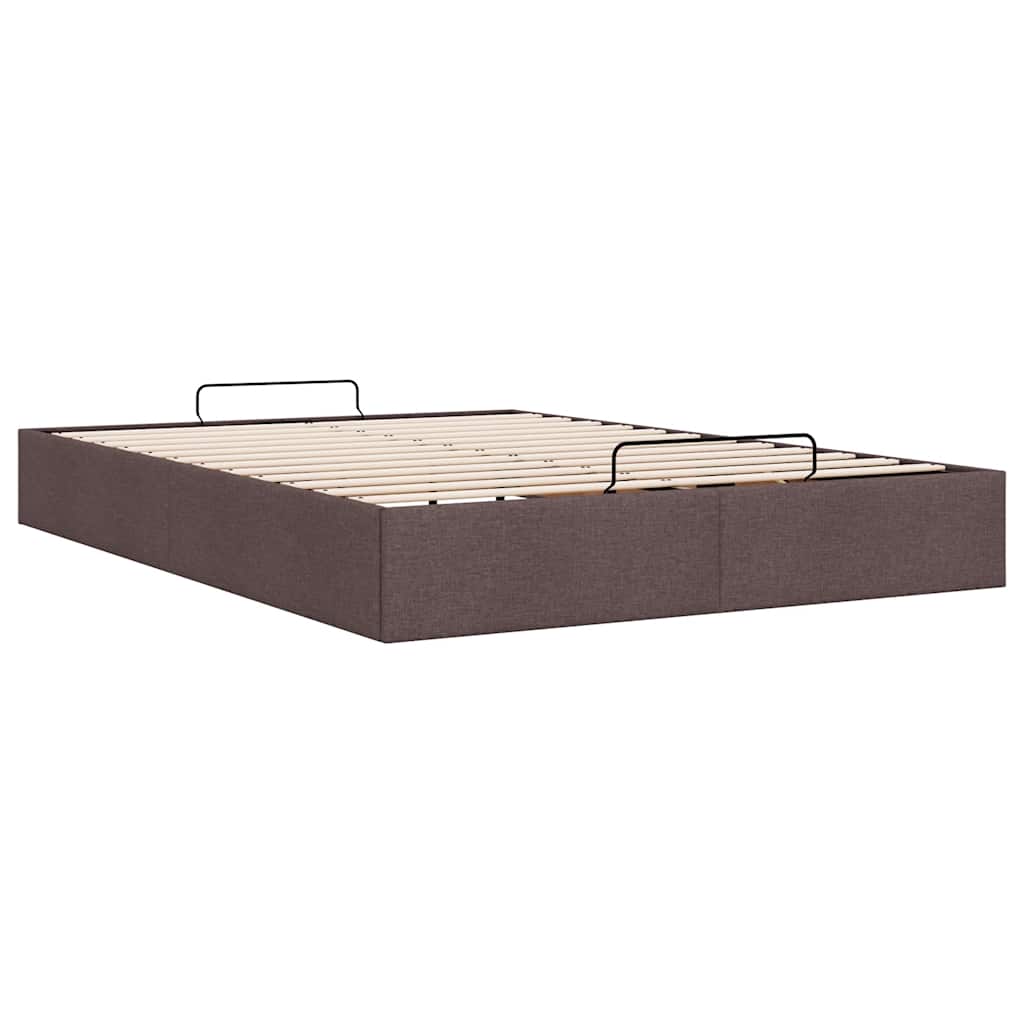 Ottoman-Bett ohne Matratze Dunkelbraun 140x200 cm Stoff