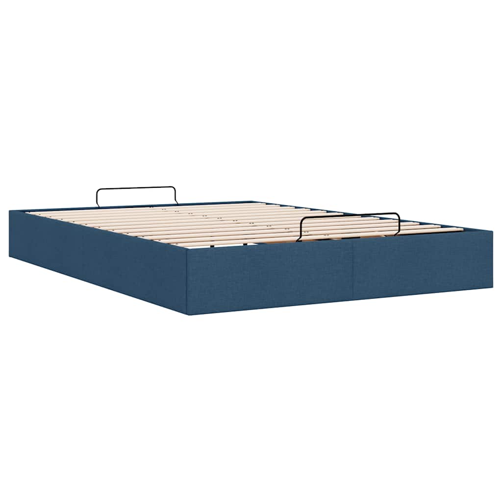 Ottoman-Bett ohne Matratze Blau 140x200 cm Stoff