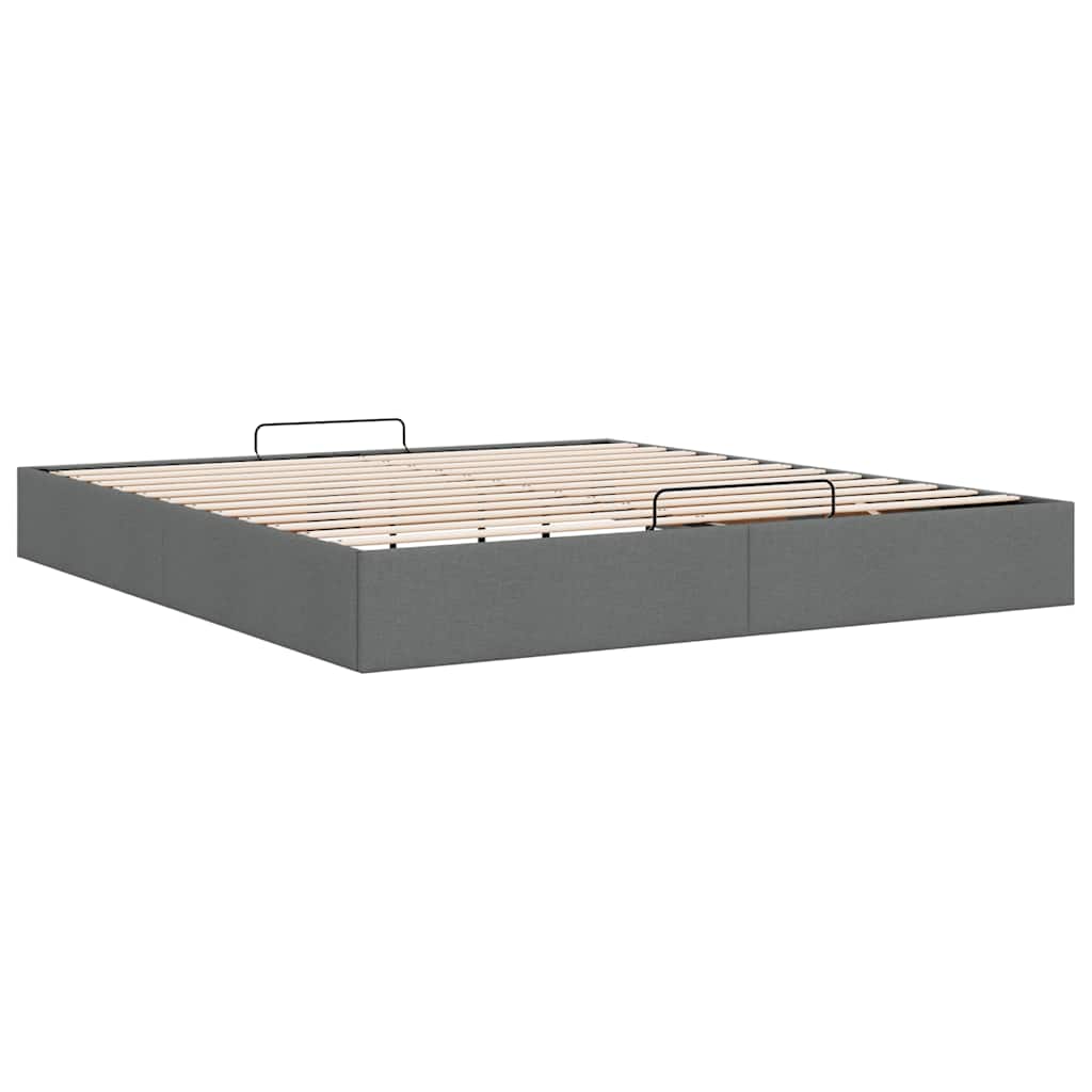Ottoman-Bett ohne Matratze Dunkelgrau 160x200 cm Stoff