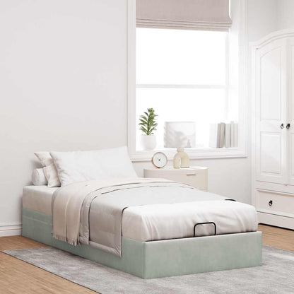 Ottoman-Bett ohne Matratze Hellgrau 100x200 cm Samt