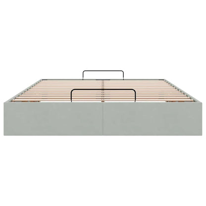 Ottoman-Bett ohne Matratze Hellgrau 140x190 cm Samt