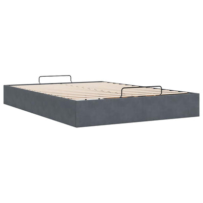 Ottoman-Bett ohne Matratze Dunkelgrau 140x190 cm Samt