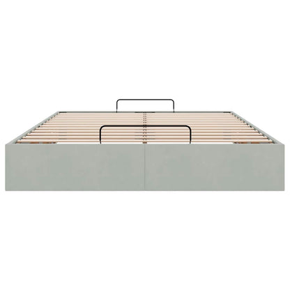 Ottoman-Bett ohne Matratze Hellgrau 140x200 cm Samt