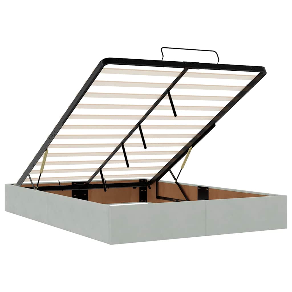 Ottoman-Bett ohne Matratze Hellgrau 140x200 cm Samt