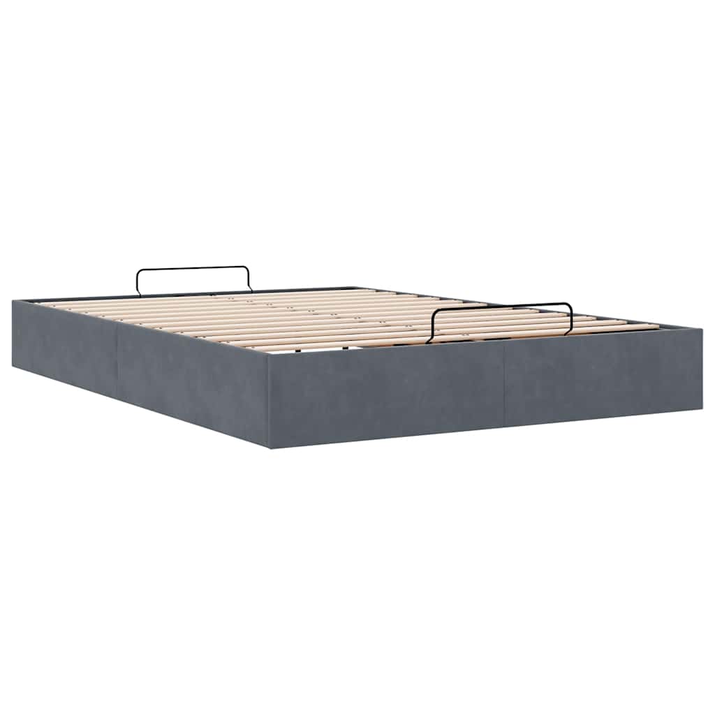 Ottoman-Bett ohne Matratze Dunkelgrau 140x200 cm Samt