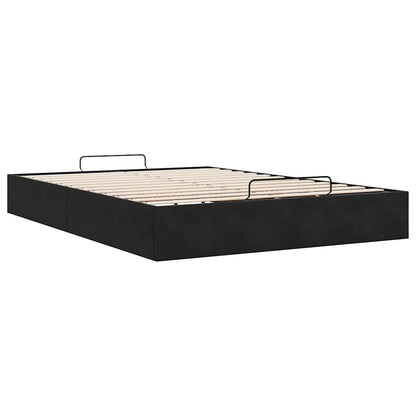 Ottoman-Bett ohne Matratze Schwarz 140x200 cm Samt