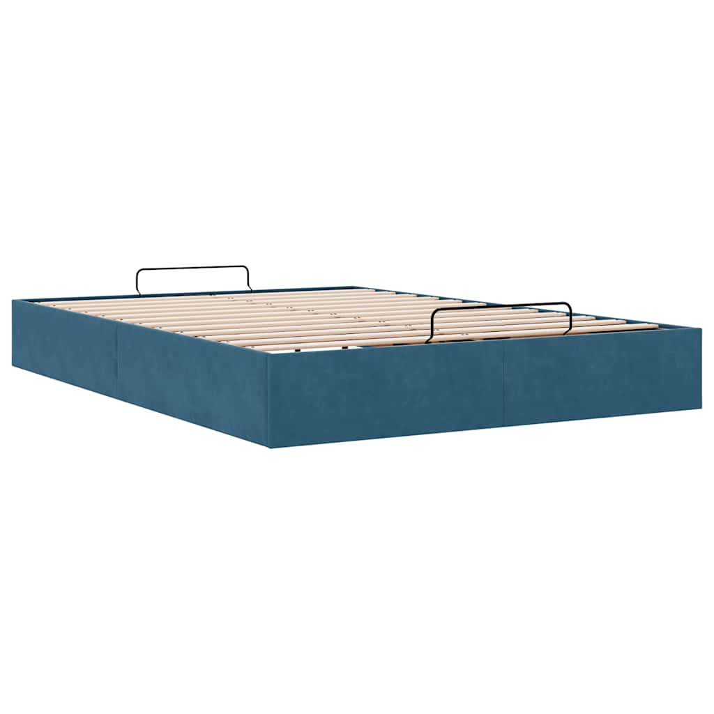 Ottoman-Bett ohne Matratze Dunkelblau 140x200 cm Samt