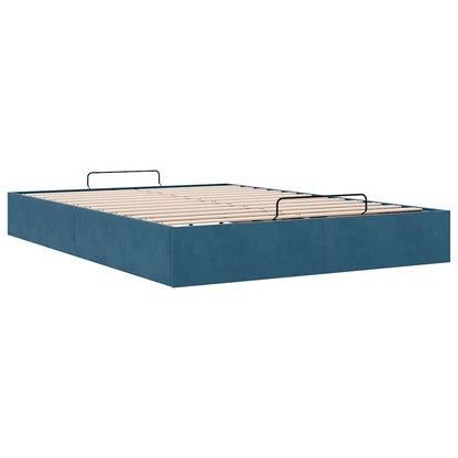 Ottoman-Bett ohne Matratze Dunkelblau 140x200 cm Samt