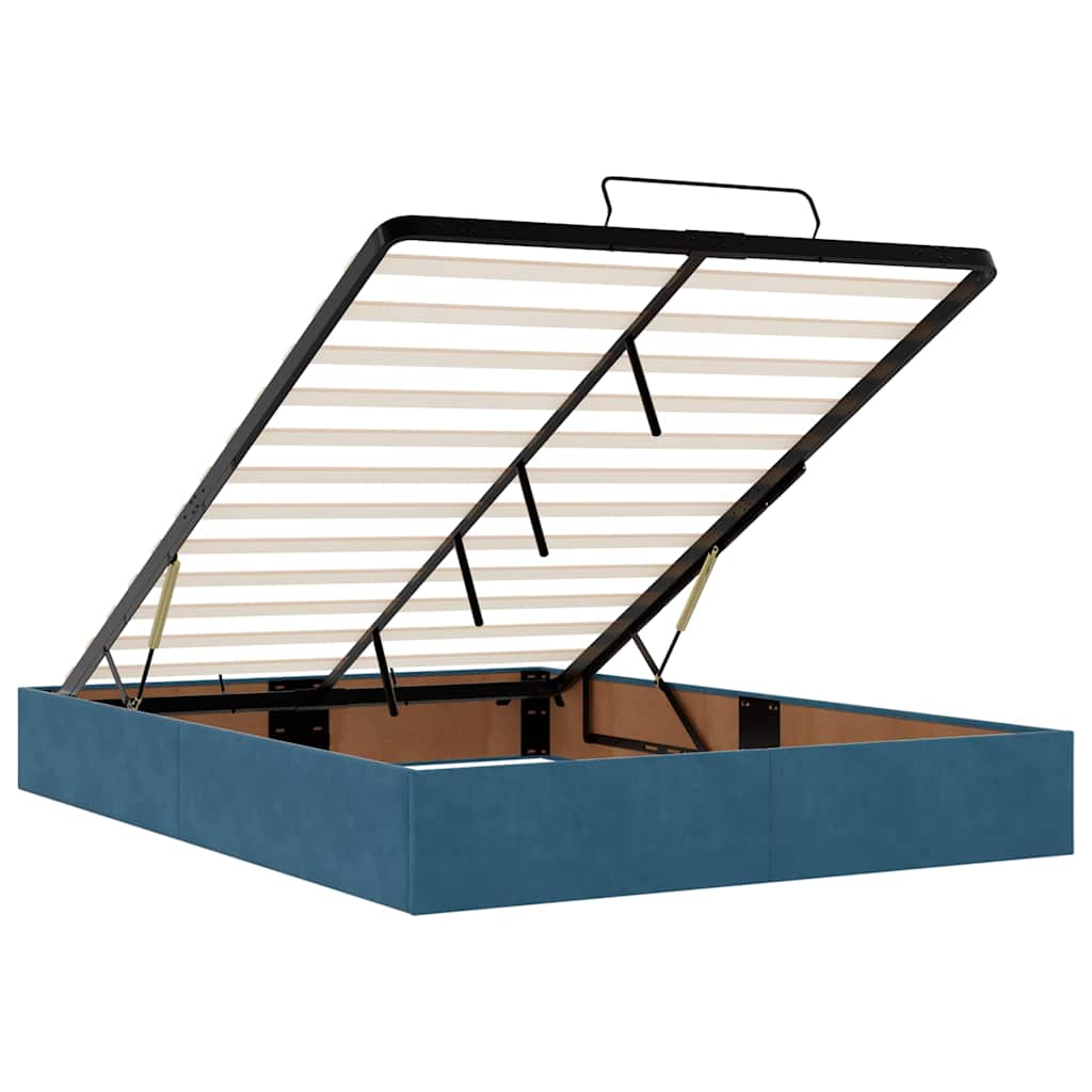 Ottoman-Bett ohne Matratze Dunkelblau 140x200 cm Samt