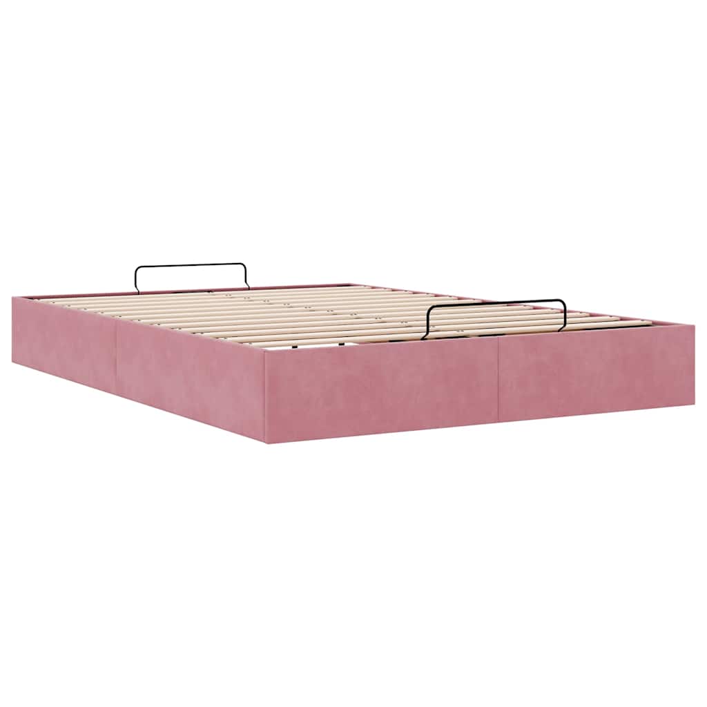 Ottoman-Bett ohne Matratze Rosa 140x200 cm Samt