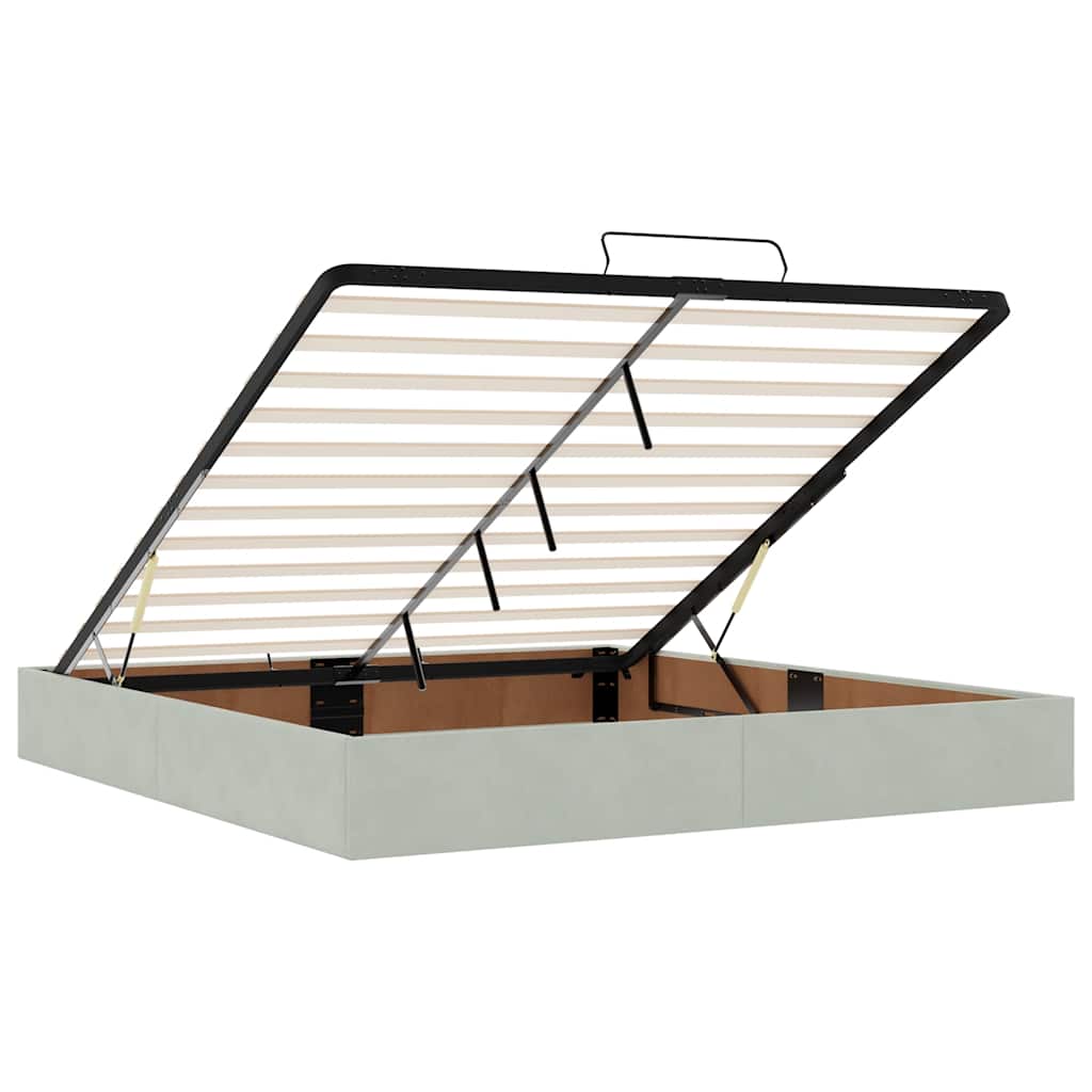 Ottoman-Bett ohne Matratze Hellgrau 180x200 cm Samt