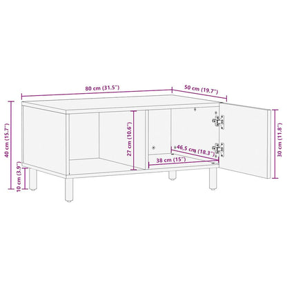 Couchtisch Schwarz 80x50x40 cm Raues Mangoholz