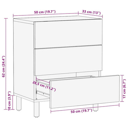 Nachttisch Schwarz 50x33x62 cm Raues Mangoholz