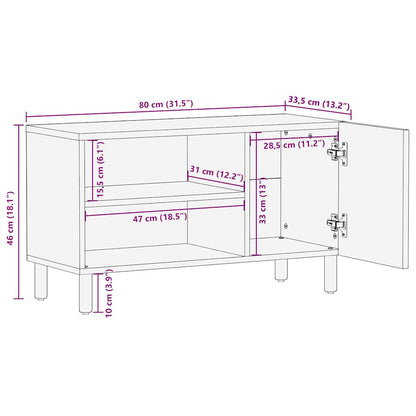 TV-Schrank Schwarz 80x33,5x46 cm Raues Mangoholz