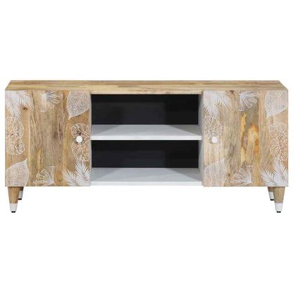 TV-Schrank mit Blätter 105x33,5x46 cm Massivholz Mango