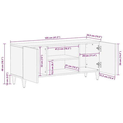 TV-Schrank mit Blätter 105x33,5x46 cm Massivholz Mango