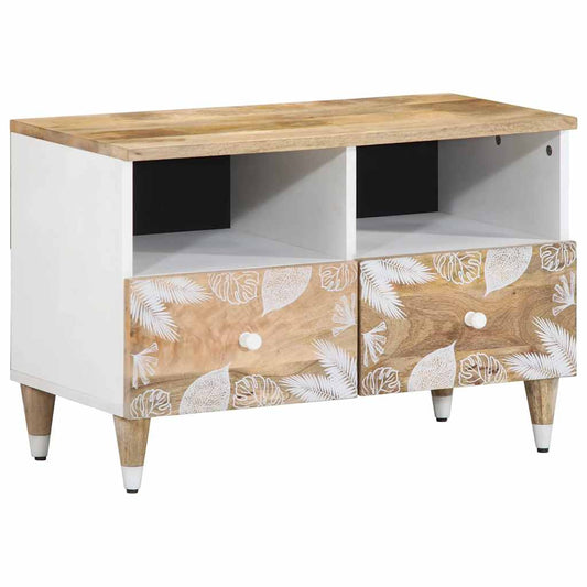 TV-Schrank mit Blätter 70x33,5x46 cm Massivholz Mango