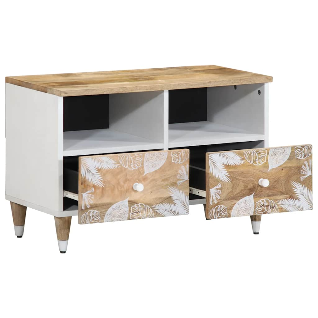 TV-Schrank mit Blätter 70x33,5x46 cm Massivholz Mango