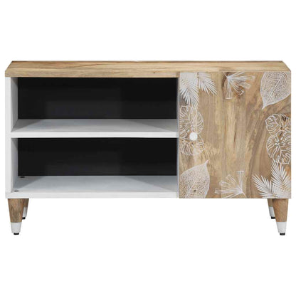 TV-Schrank mit Blätter 80x31,5x46 cm Massivholz Mango